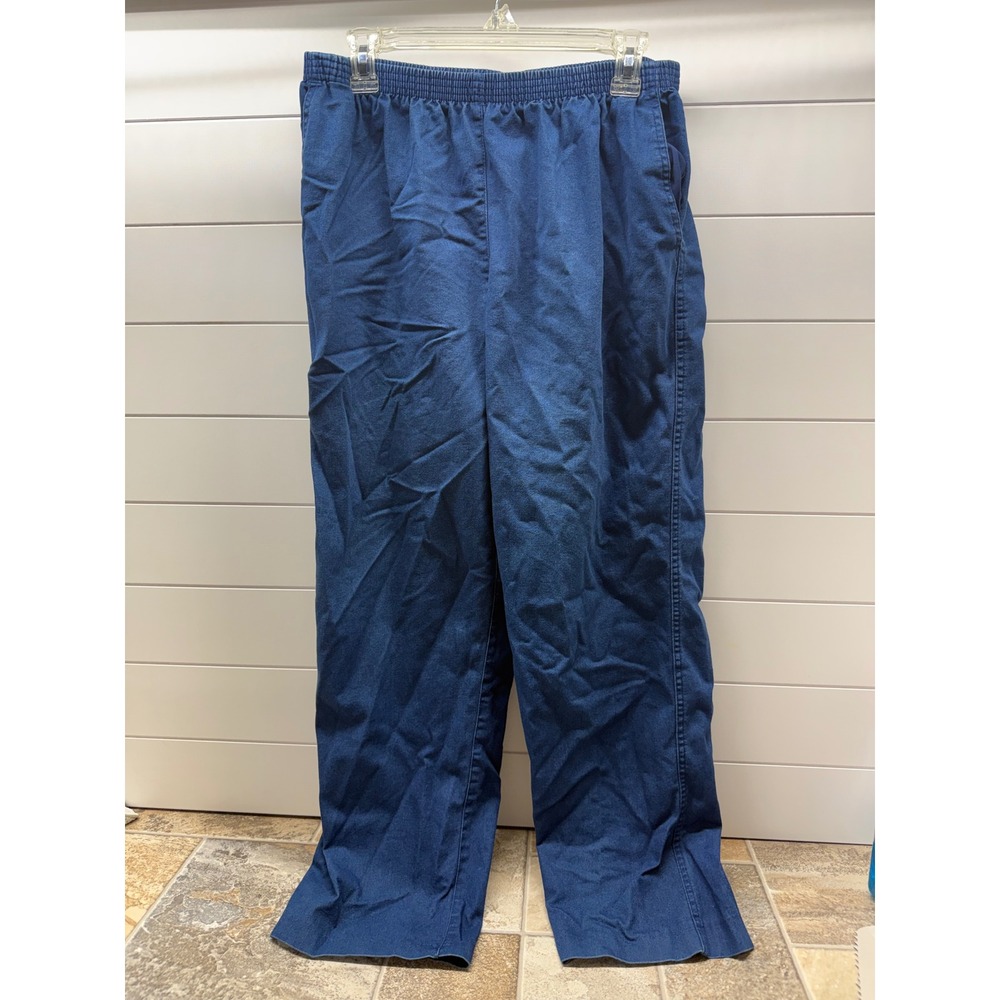 Alfred Dunner Mens Blue Elastic Waist Straight Leg Denim Pants Size 16 High Rise